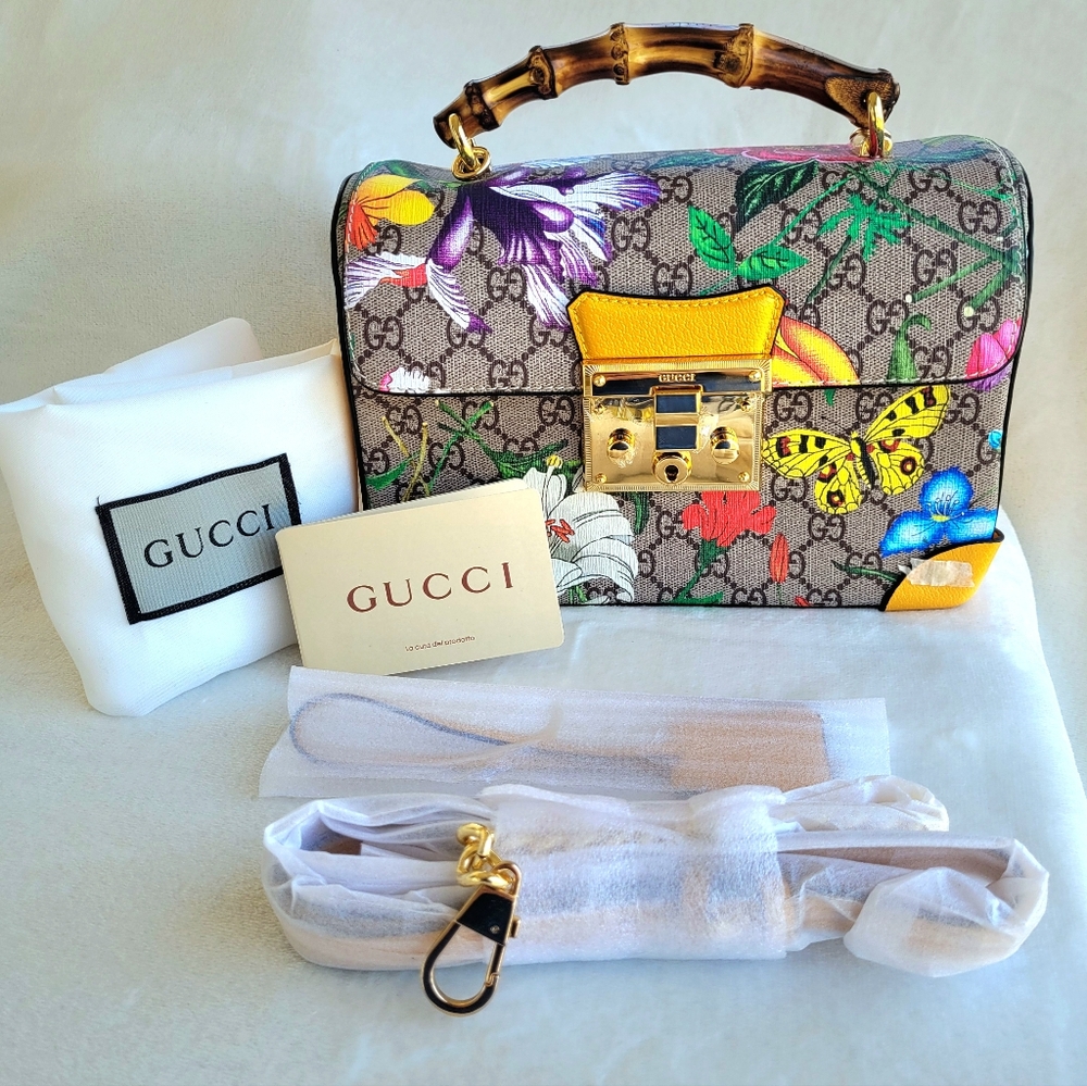 GUCCI GG Flora Padlock Bamboo Multicolor Limited Edition